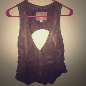 Brown faux leather vest